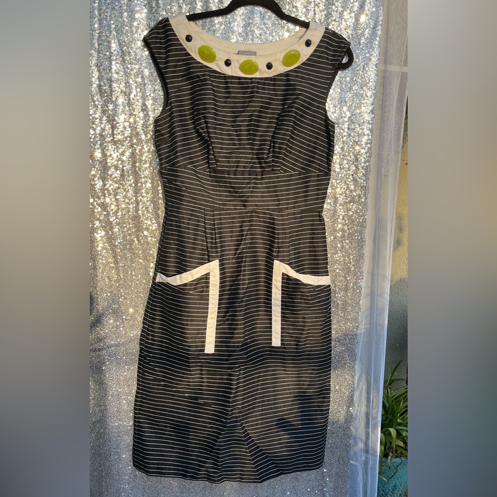 Elegant Black and White Striped Mini Dress